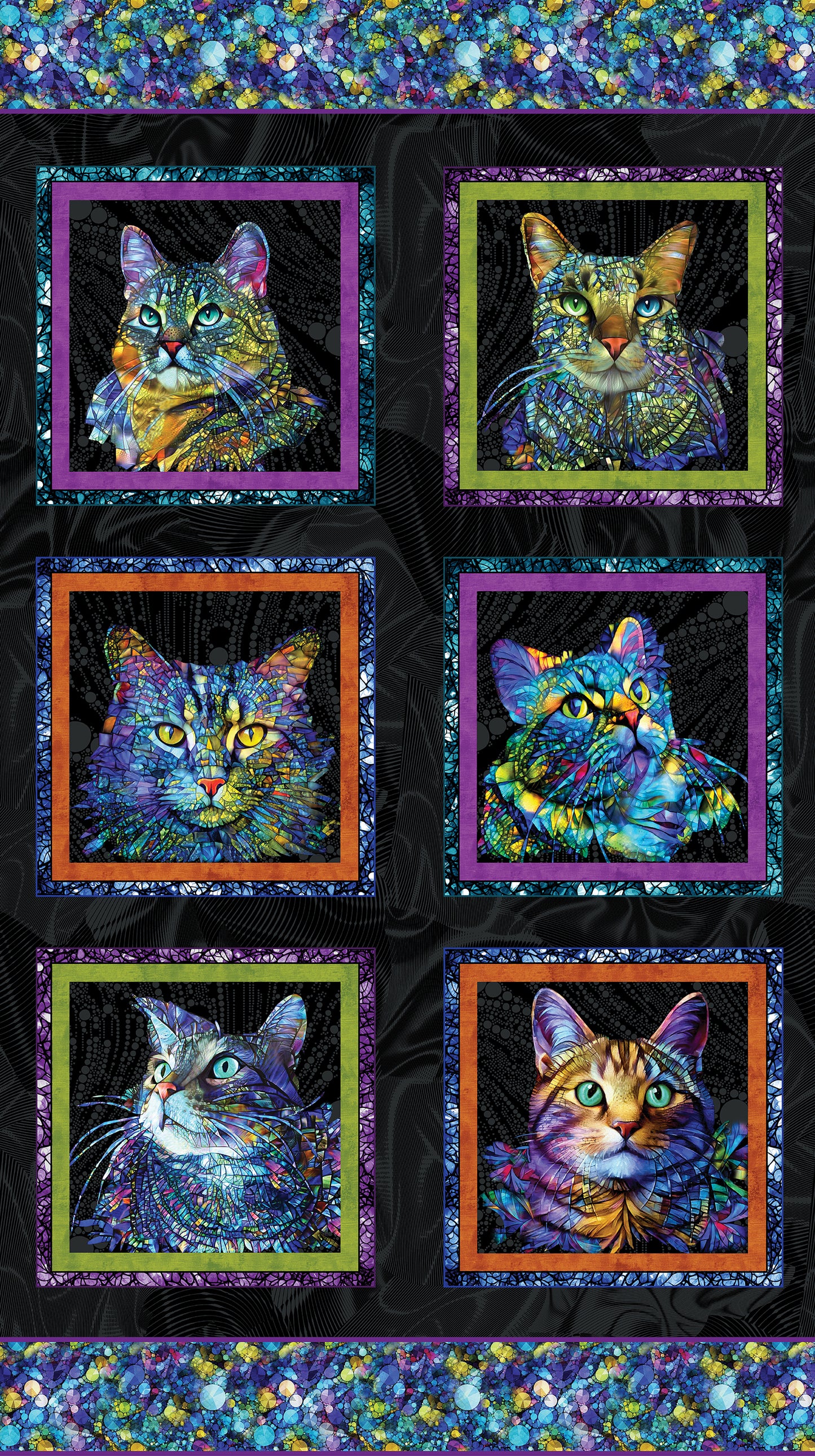Benartex Cat Artistry Main Panel Black/Multi 16732-12