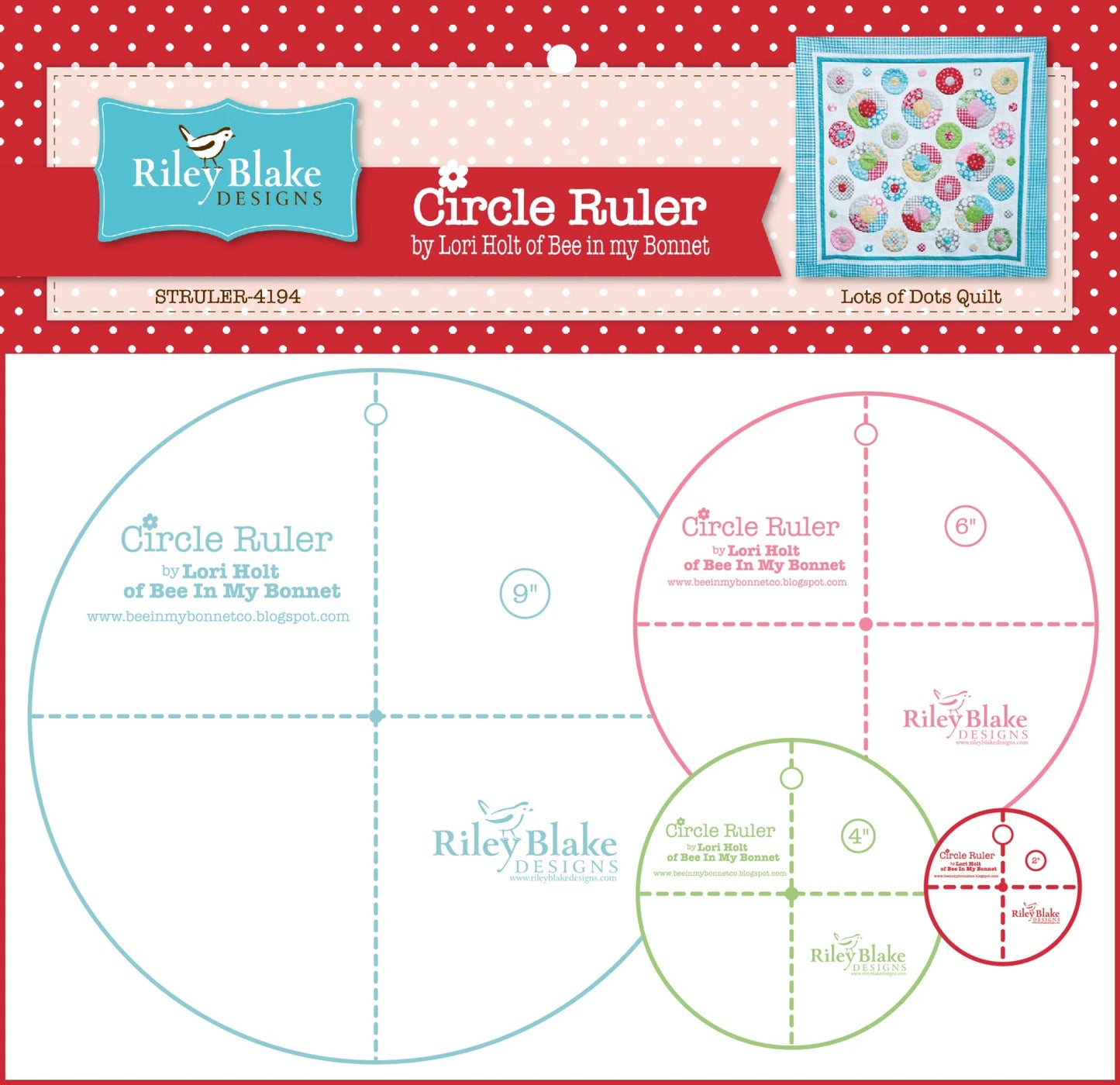 Lori Holt Circle Rulers with 9", 6", 4" and 2"
